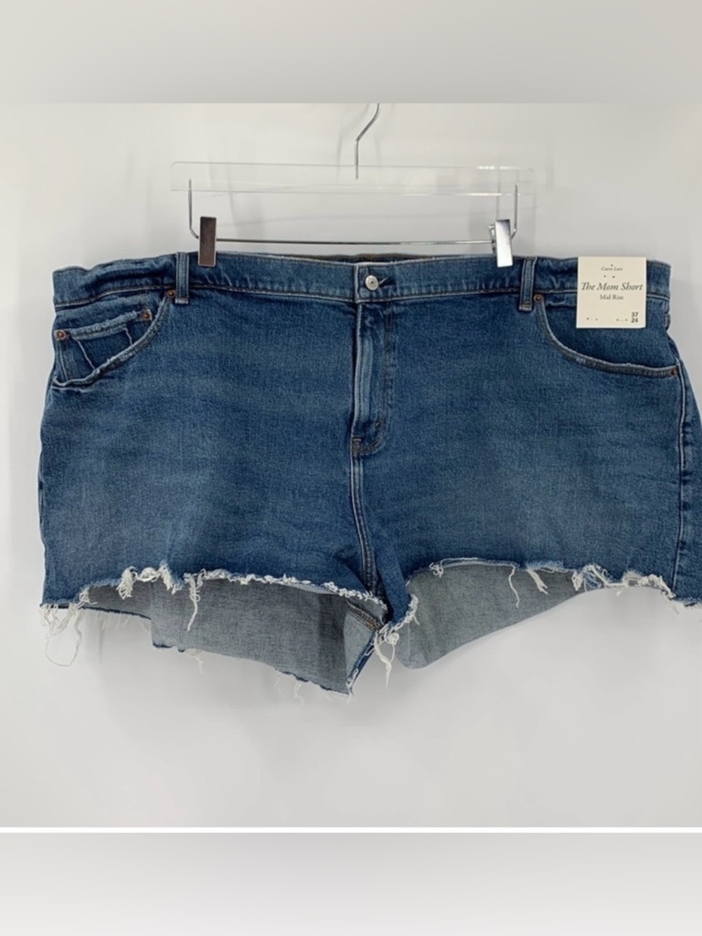 Abercrombie & Fitch Mom cut-off jean shorts denim raw hem blue women new 37 24W